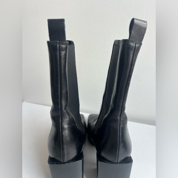 JONAK Black Leather Square Toe Chelsea Boots | Block Heel | EU 38 - Picture 15 of 15